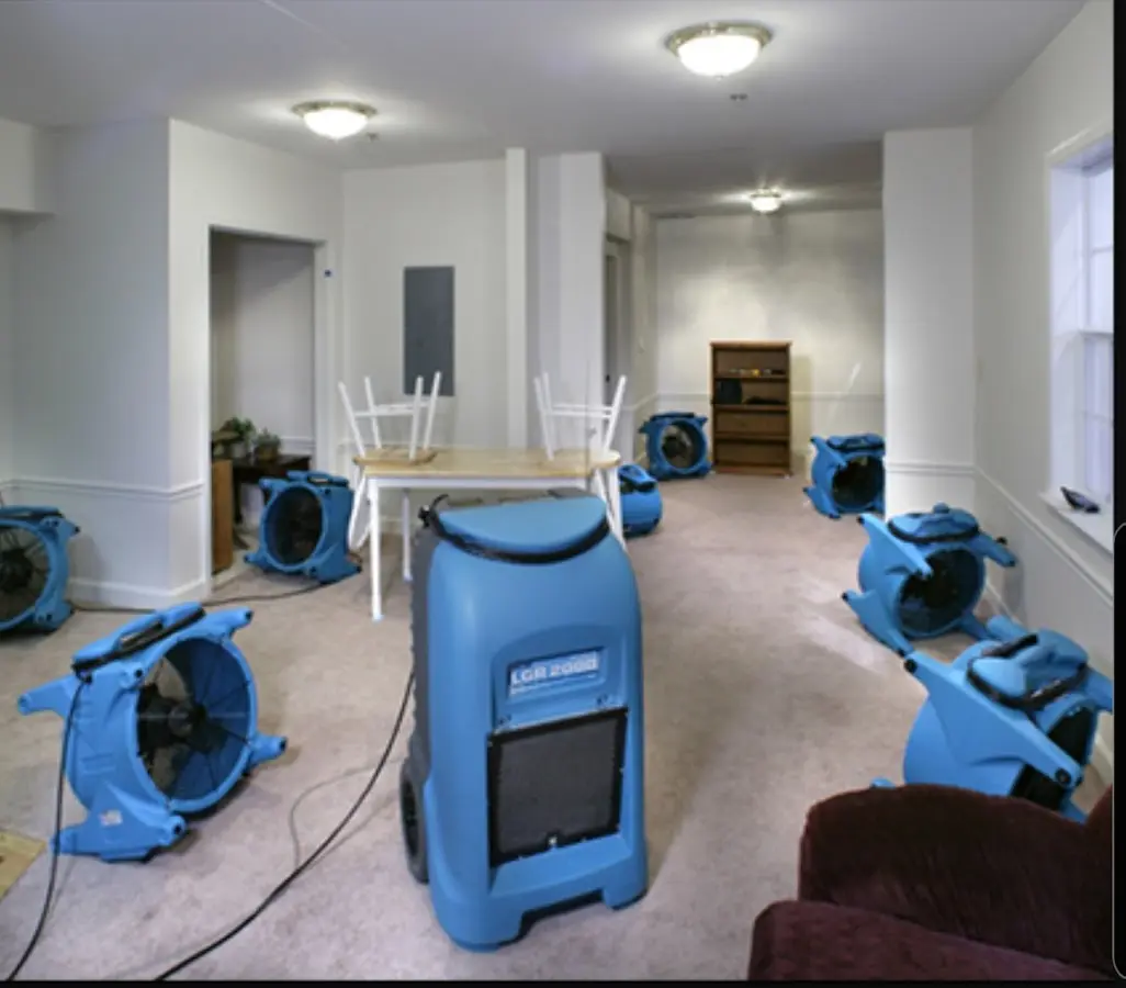 Air movers and dehumidifier setup for Water Damage Restoration in Pueblo